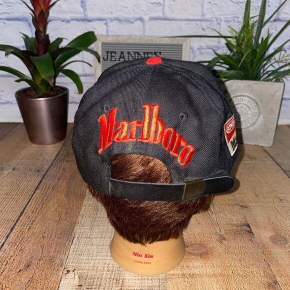 Rare Vintage 80s 90s Marlboro Cigarettes Snake Big Logo Racing Hat Cap Grunge - Picture 3 of 9